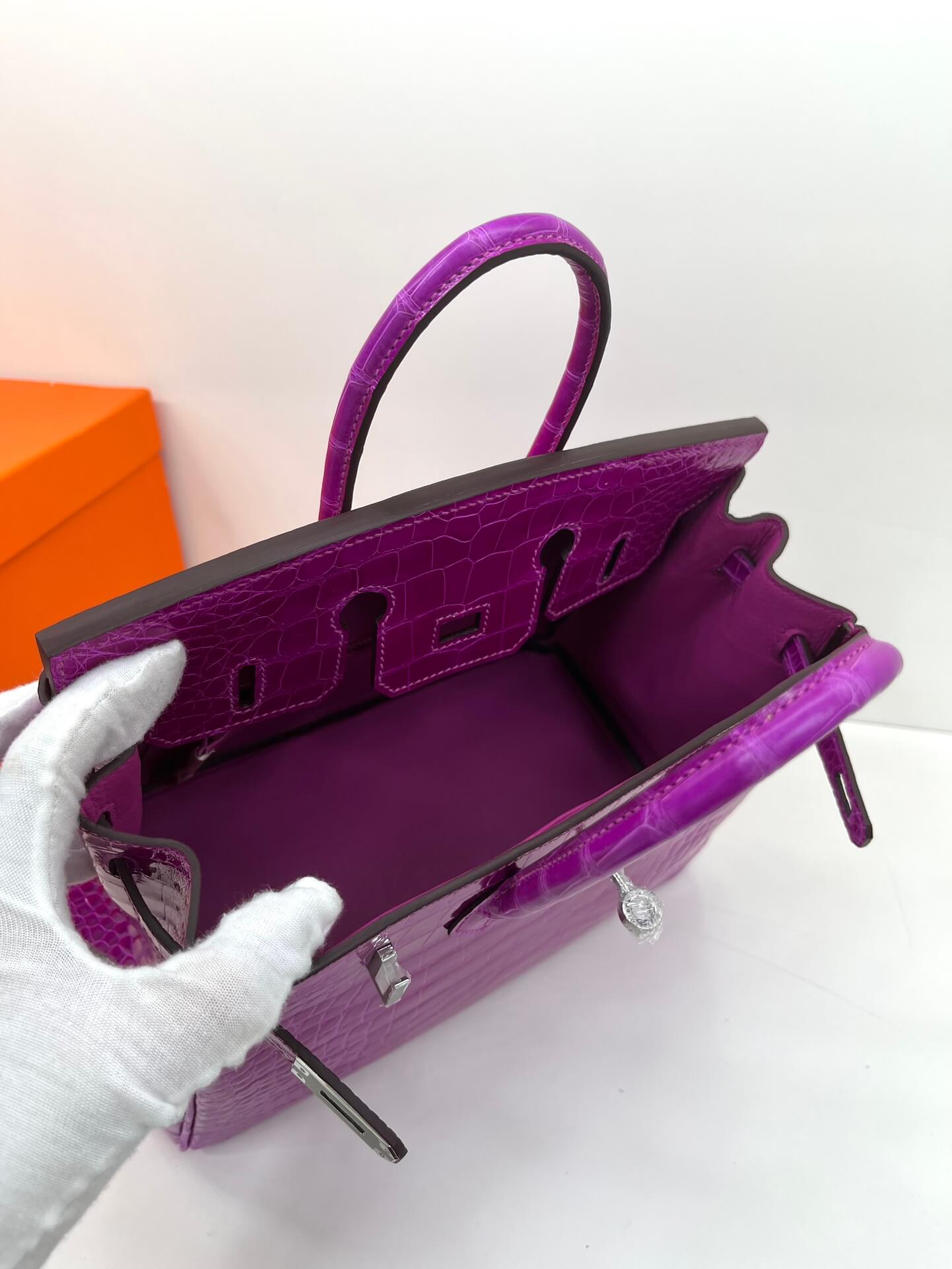Birkin25 imported American high-gloss crocodile skin made of three skins, hand-waxed thread👛👛