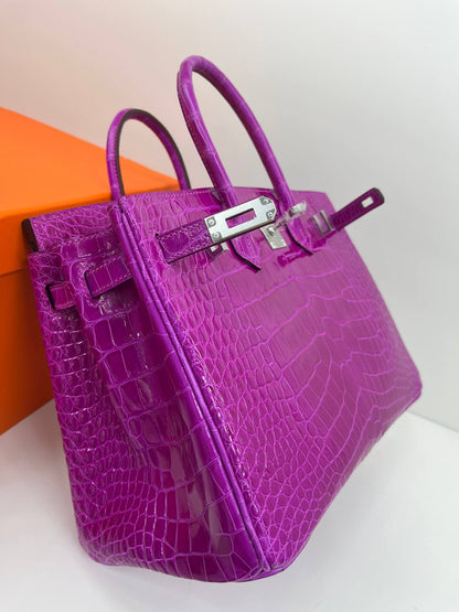 Birkin25 imported American high-gloss crocodile skin made of three skins, hand-waxed thread👛👛