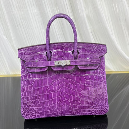 Birkin25 imported high-gloss crocodile leather, in stock, hand-sewn wax thread💕