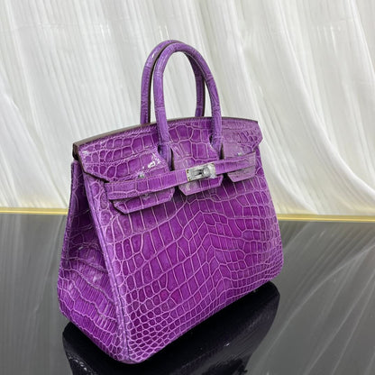 Birkin25 imported high-gloss crocodile leather, in stock, hand-sewn wax thread💕