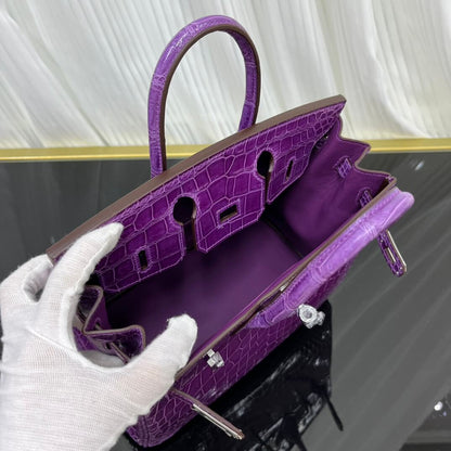 Birkin25 imported high-gloss crocodile leather, in stock, hand-sewn wax thread💕