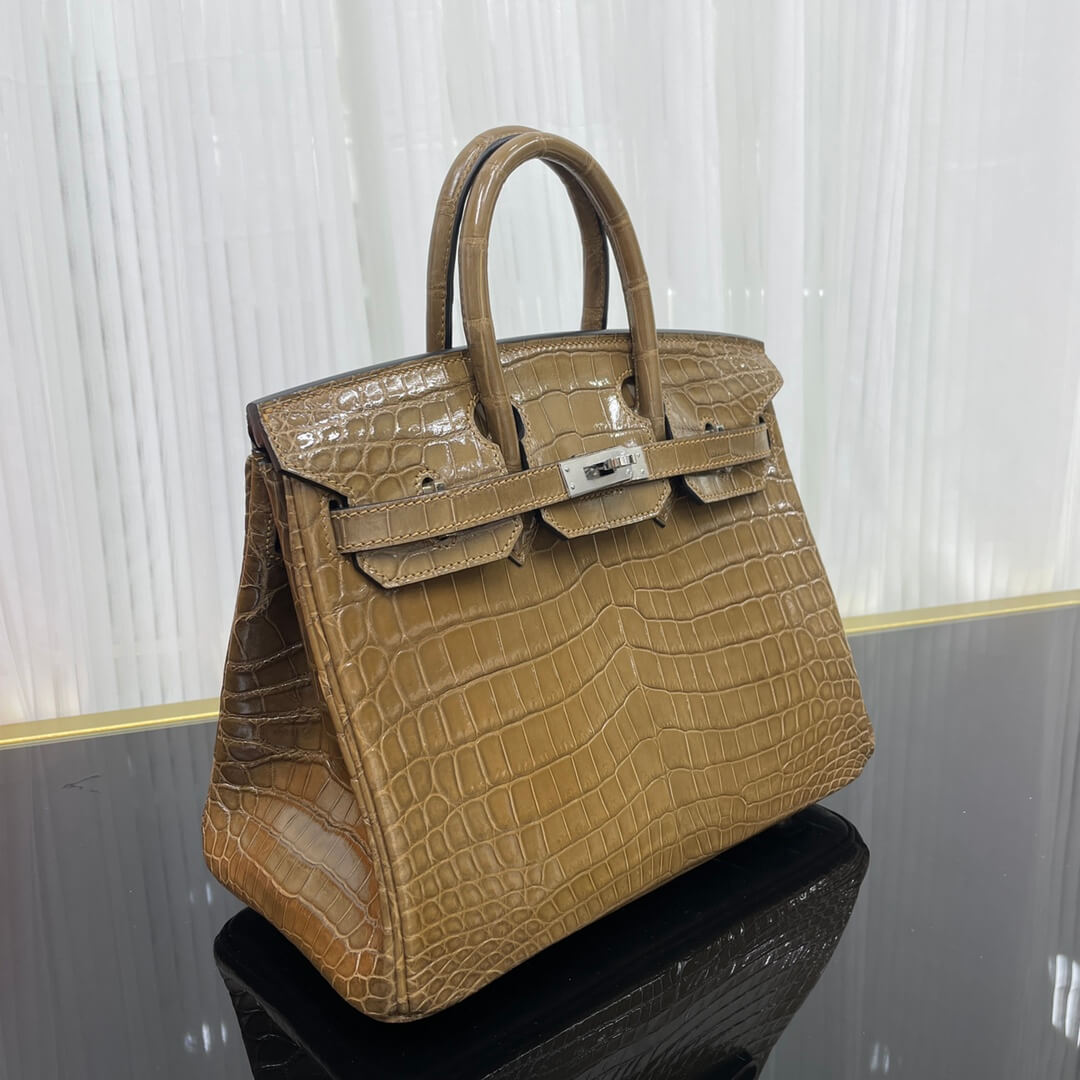 Birkin25 imported high-gloss crocodile leather, in stock, hand-sewn wax thread💕