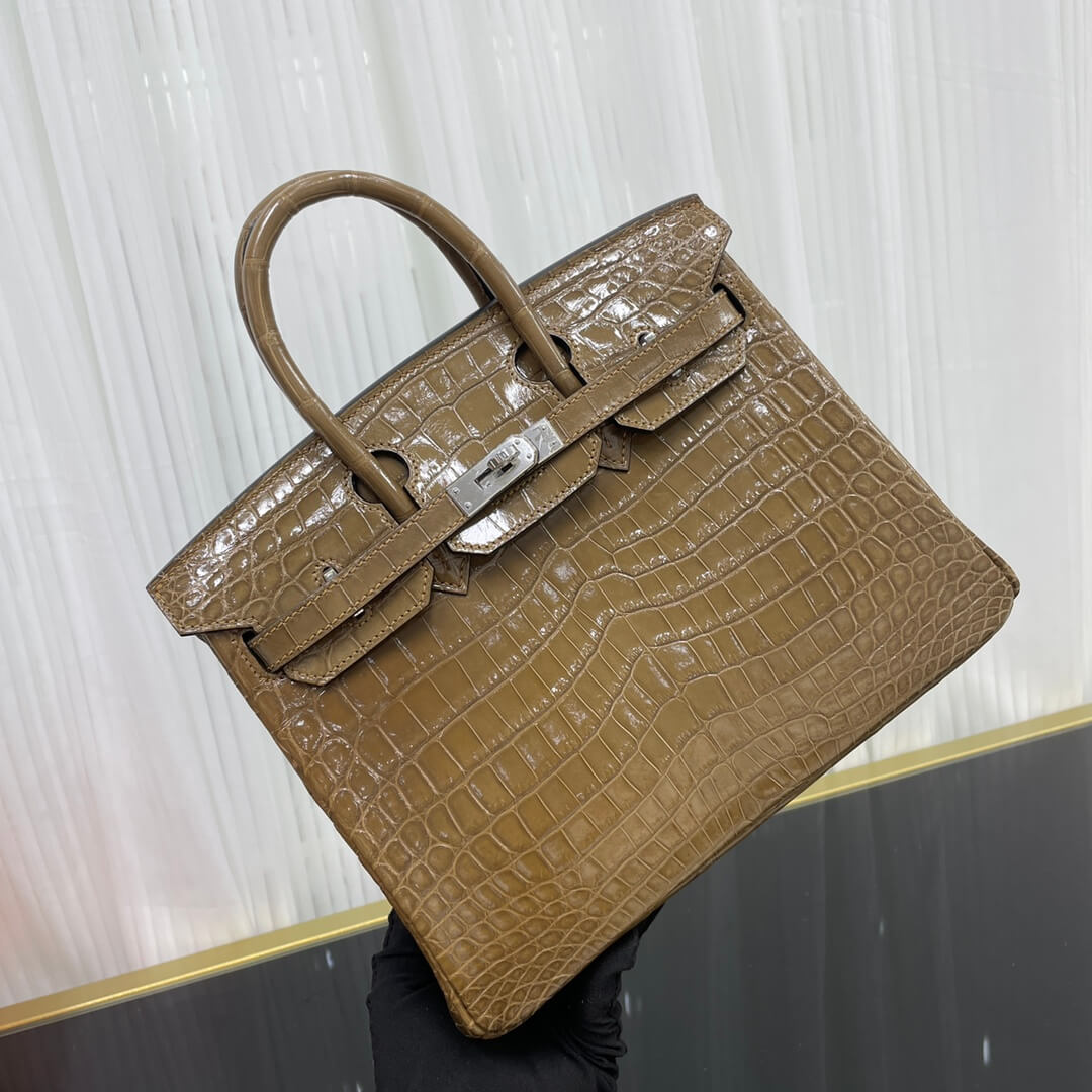 Birkin25 imported high-gloss crocodile leather, in stock, hand-sewn wax thread💕