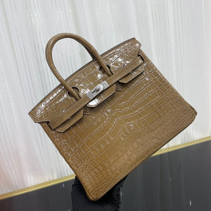 Birkin25 imported high-gloss crocodile leather, in stock, hand-sewn wax thread💕