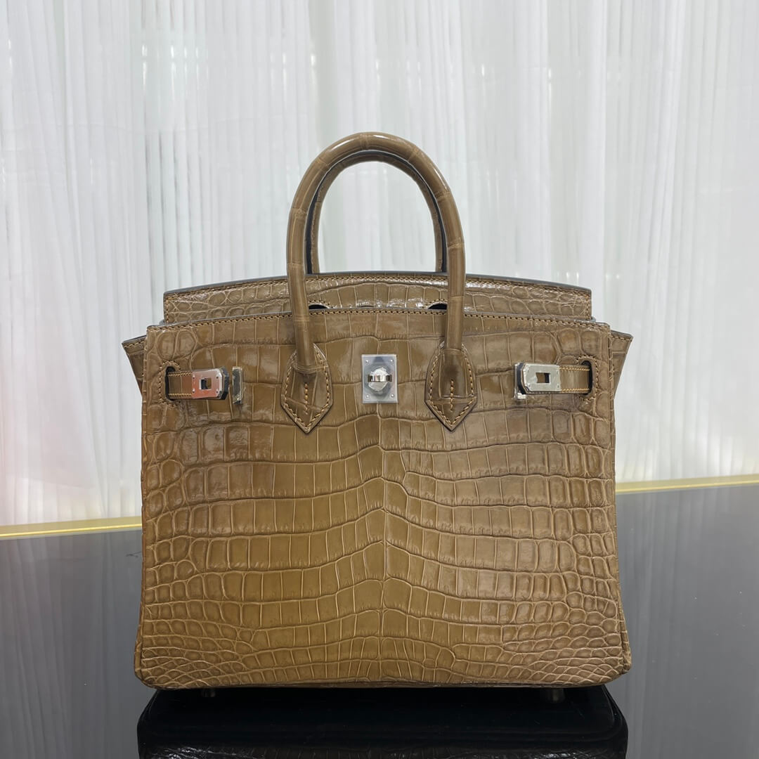Birkin25 imported high-gloss crocodile leather, in stock, hand-sewn wax thread💕