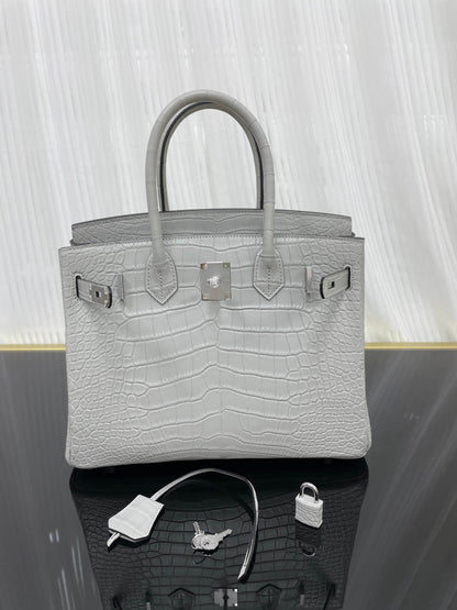Birkin30 imported matte crocodile leather, in stock and hand-stitched with wax thread💕