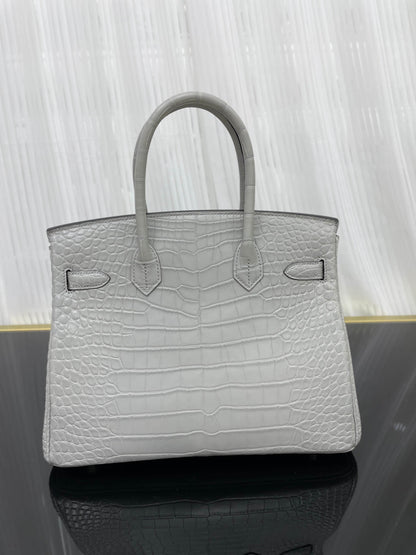 Birkin30 imported matte crocodile leather, in stock and hand-stitched with wax thread💕