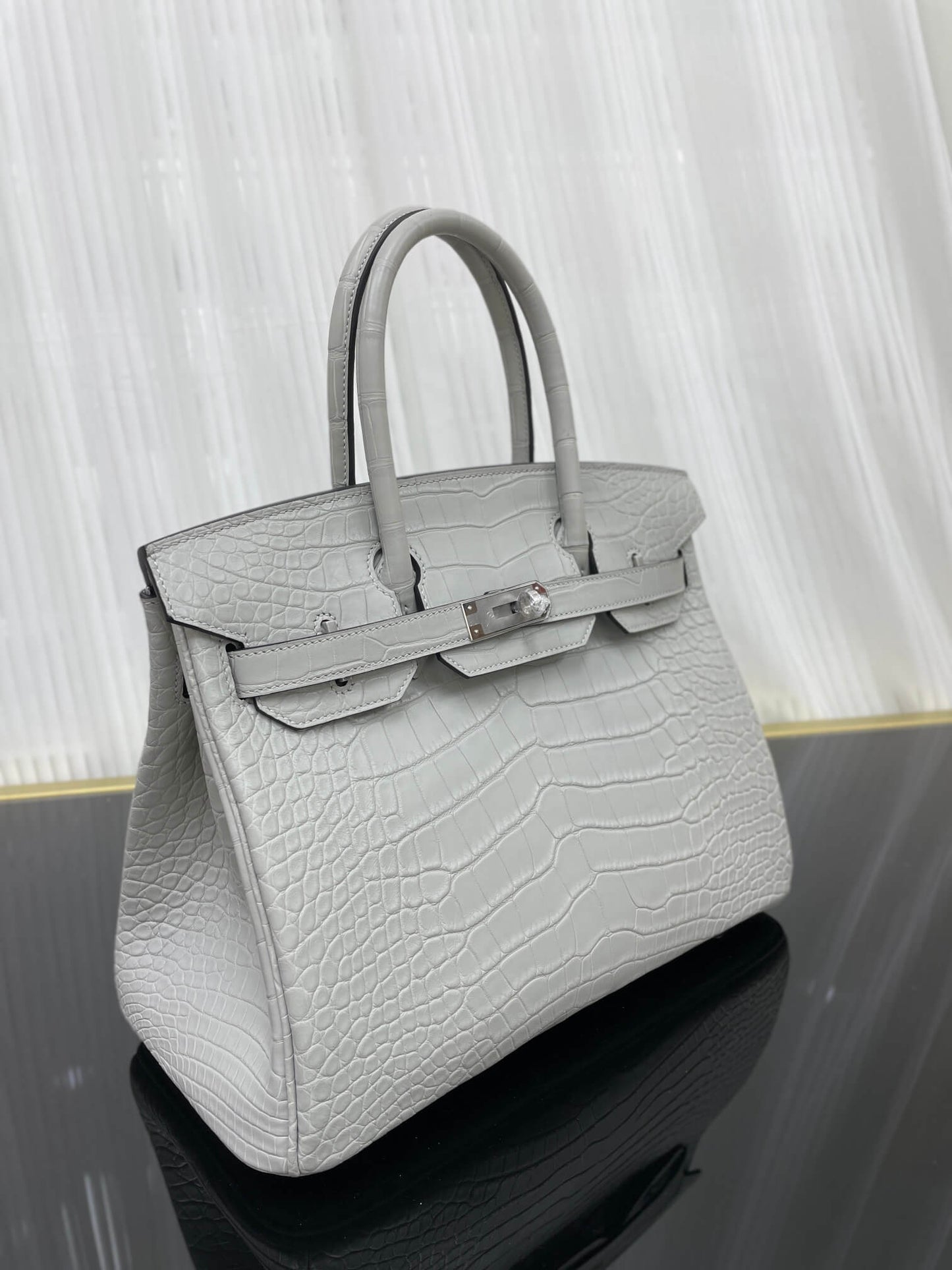 Birkin30 imported matte crocodile leather, in stock and hand-stitched with wax thread💕