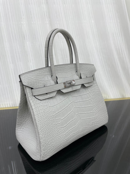 Birkin30 imported matte crocodile leather, in stock and hand-stitched with wax thread💕