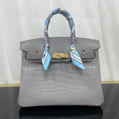 Birkin30 imported matte crocodile leather, in stock and hand-stitched with wax thread💕