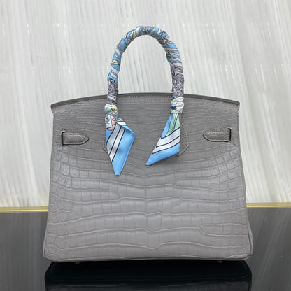 Birkin30 imported matte crocodile leather, in stock and hand-stitched with wax thread💕