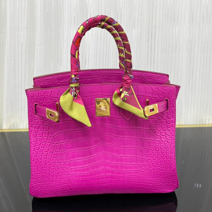 Birkin30 imported matte crocodile leather, in stock and hand-stitched with wax thread💕