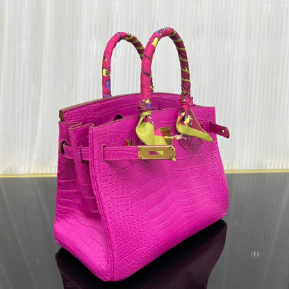 Birkin30 imported matte crocodile leather, in stock and hand-stitched with wax thread💕