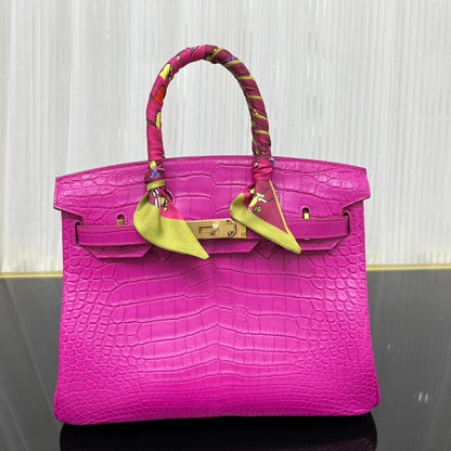 Birkin30 imported matte crocodile leather, in stock and hand-stitched with wax thread💕