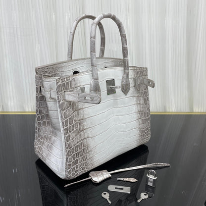 Birkin30 imported Himalayan crocodile skin, in stock, clapping and sewing wax thread 💕
