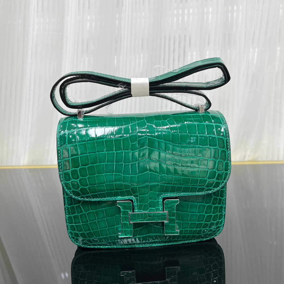 Kangkang 19 stewardess bag imported, Nile crocodile emerald green handmade beeswax thread❤️