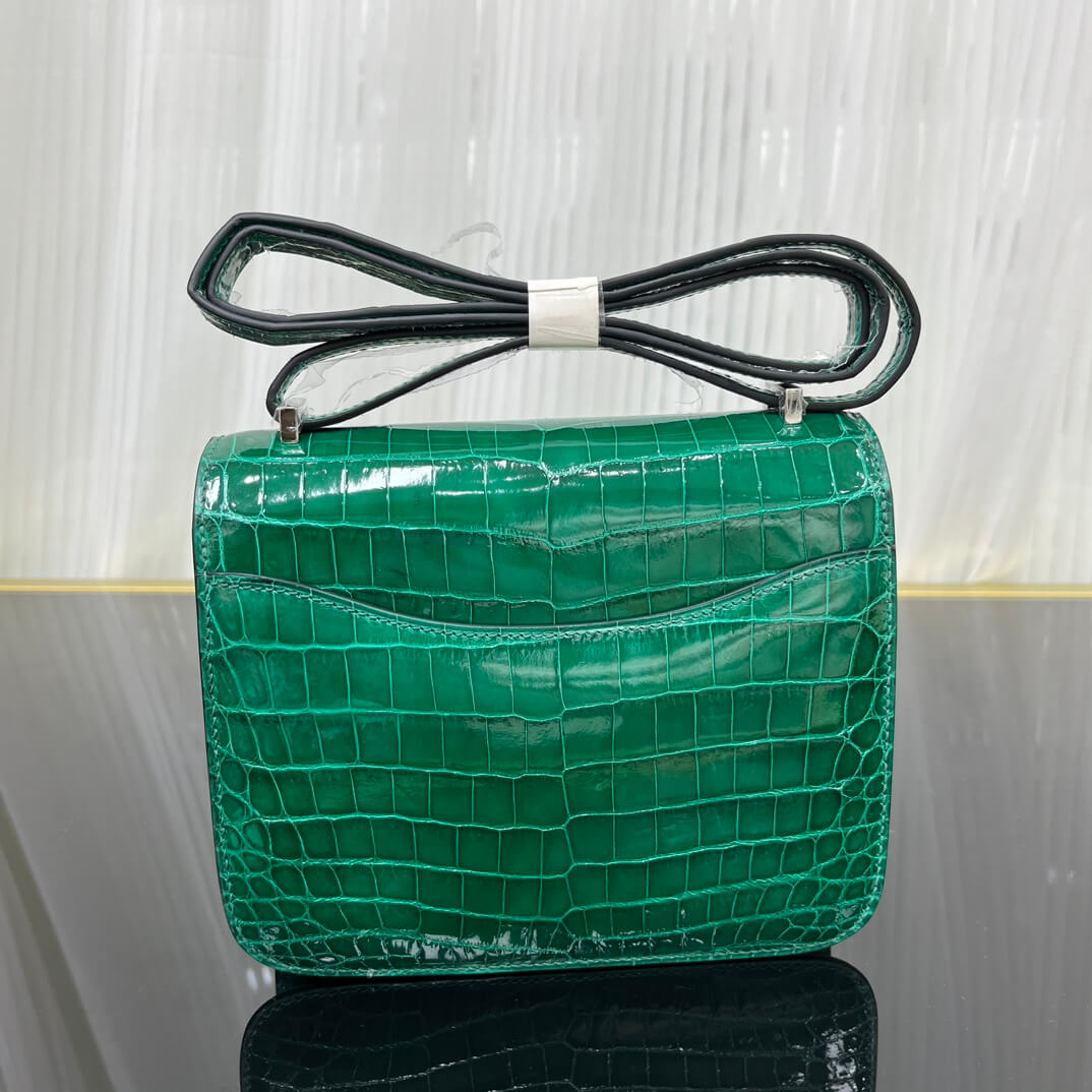 Kangkang 19 stewardess bag imported, Nile crocodile emerald green handmade beeswax thread❤️