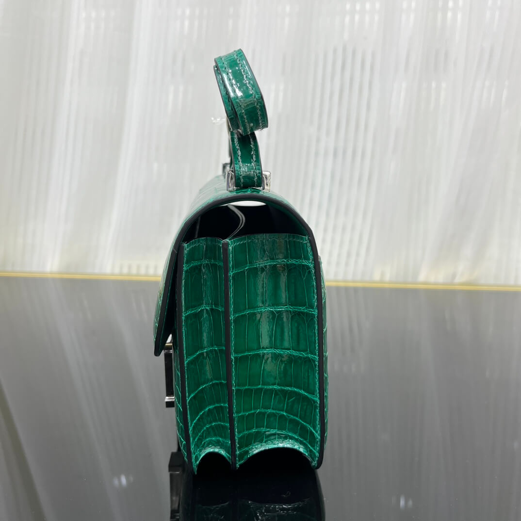 Kangkang 19 stewardess bag imported, Nile crocodile emerald green handmade beeswax thread❤️