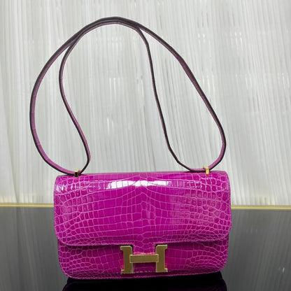Imported Nile high-gloss crocodile skin Kangkang 26cm, hand-sewn wax thread💕