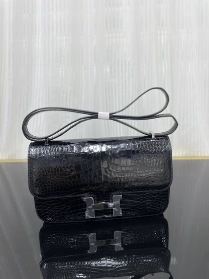 Imported Nile high-gloss crocodile skin Kangkang 26cm, hand-sewn wax thread💕