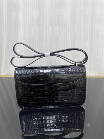 Imported Nile high-gloss crocodile skin Kangkang 26cm, hand-sewn wax thread💕