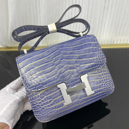 Imported matte crocodile Kangkang 19cm, hand-stitched with wax thread💕