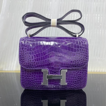 Imported high-gloss crocodile Kangkang 19cm, hand-sewn wax thread💕