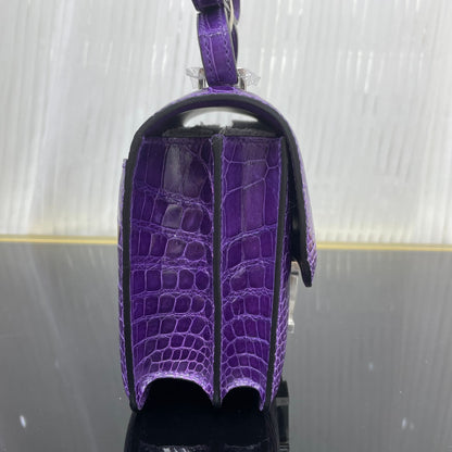 Imported high-gloss crocodile Kangkang 19cm, hand-sewn wax thread💕