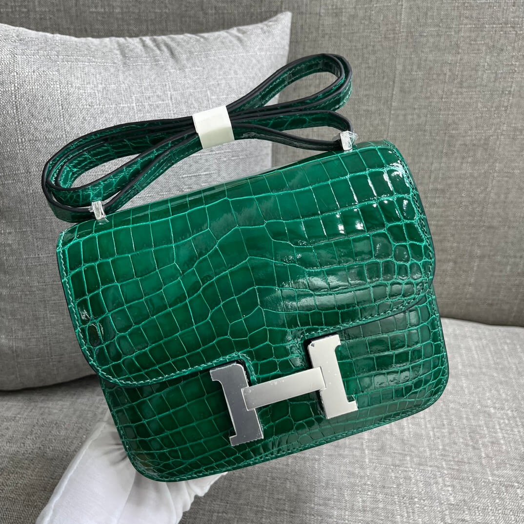 Kangkang 19 stewardess bag imported, Nile crocodile emerald green handmade beeswax thread❤️