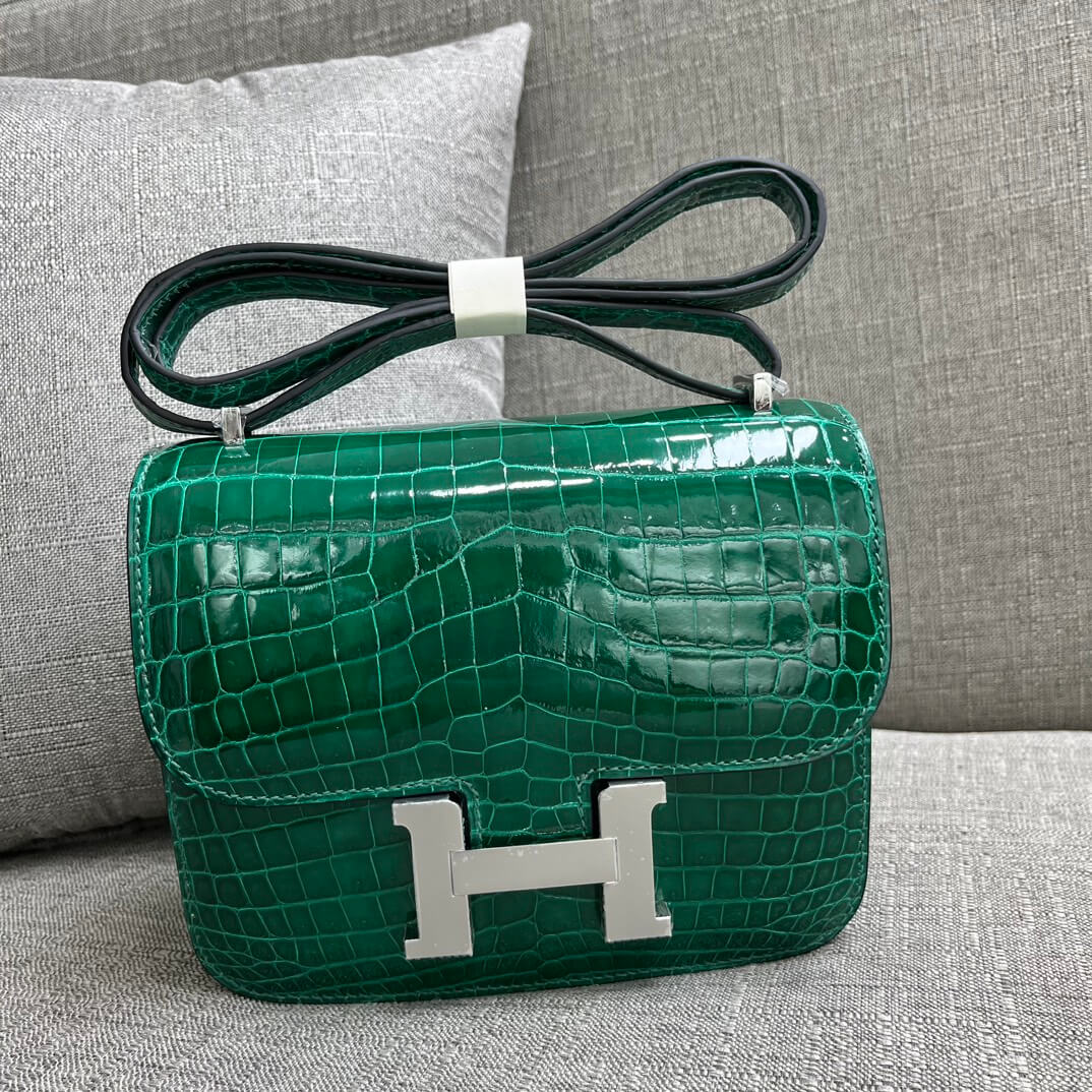 Kangkang 19 stewardess bag imported, Nile crocodile emerald green handmade beeswax thread❤️