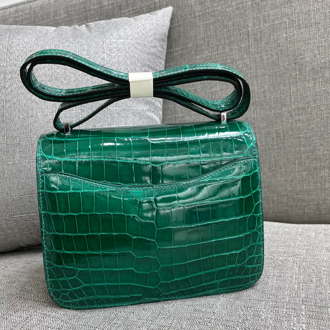 Kangkang 19 stewardess bag imported, Nile crocodile emerald green handmade beeswax thread❤️