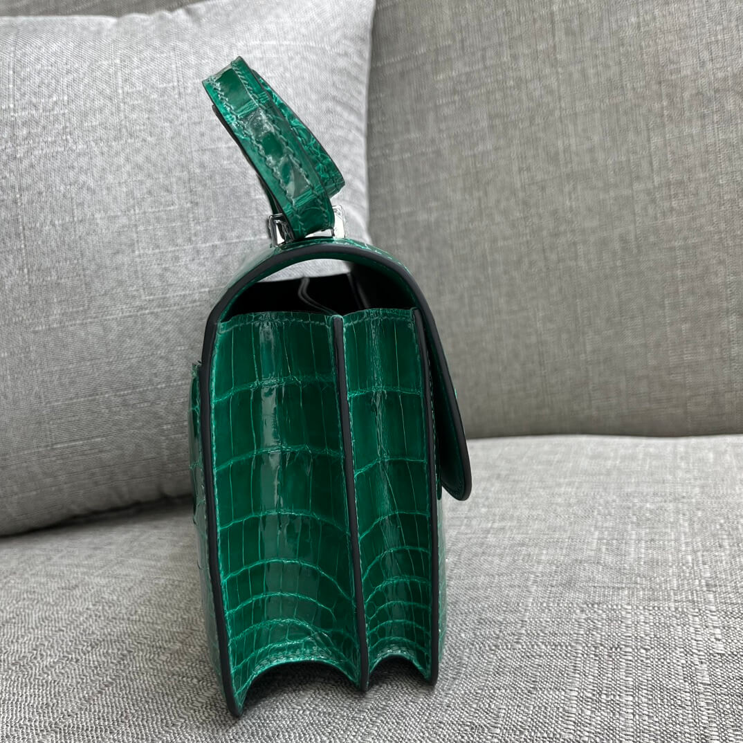 Kangkang 19 stewardess bag imported, Nile crocodile emerald green handmade beeswax thread❤️