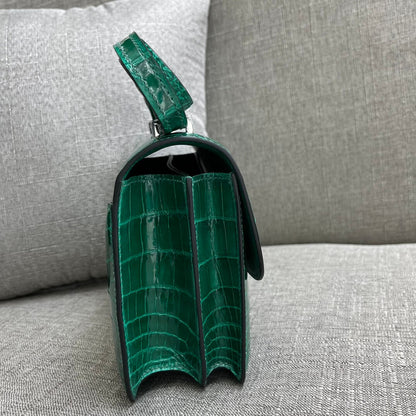 Kangkang 19 stewardess bag imported, Nile crocodile emerald green handmade beeswax thread❤️