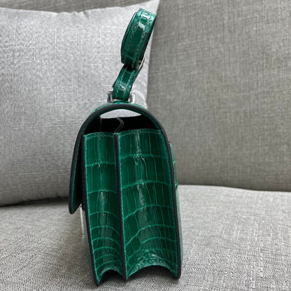 Kangkang 19 stewardess bag imported, Nile crocodile emerald green handmade beeswax thread❤️
