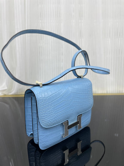 Imported matte crocodile Kangkang 19cm, hand-stitched with wax thread💕