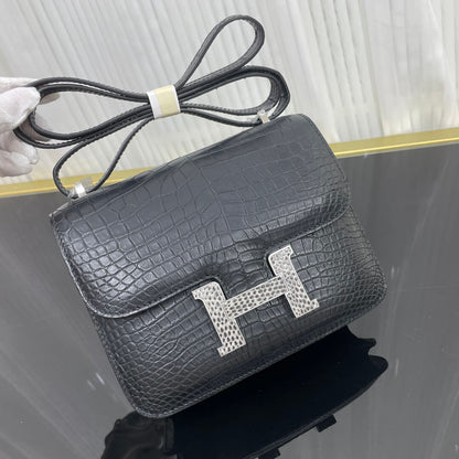 19cm Kangkang matte crocodile belly, lizard buckle, hand-sewn beeswax thread💗