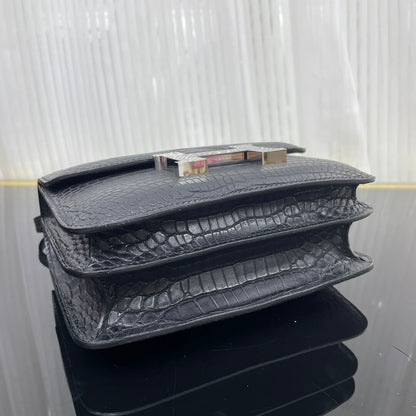 19cm Kangkang matte crocodile belly, lizard buckle, hand-sewn beeswax thread💗