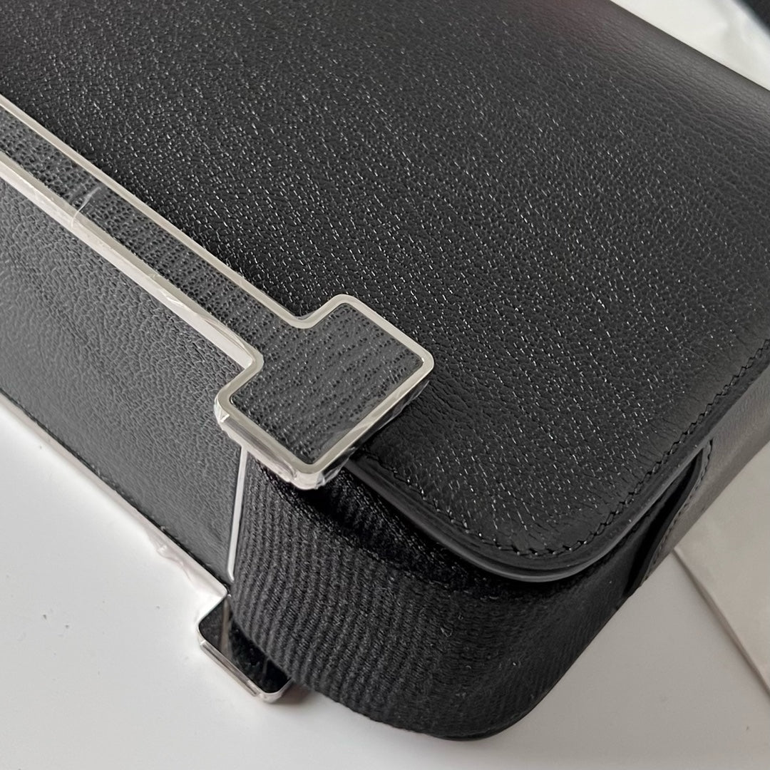 Geta 20cm chevre: black silver Noir buckle