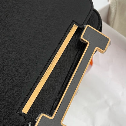 Geta 20cm chevre: Black Gold Noir Buckle