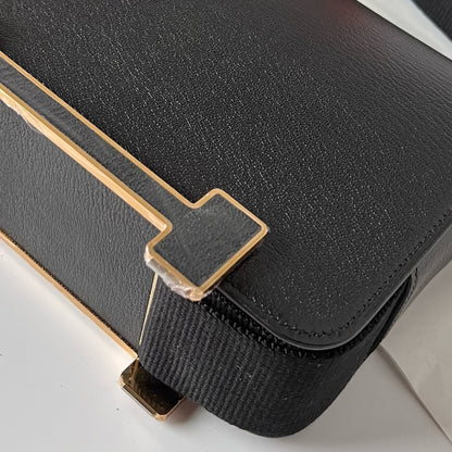 Geta 20cm chevre: Black Gold Noir Buckle