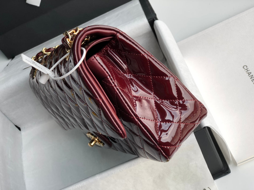 💖A1112 date red patent leather gold spot