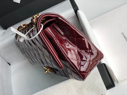 💖A1112 date red patent leather gold spot