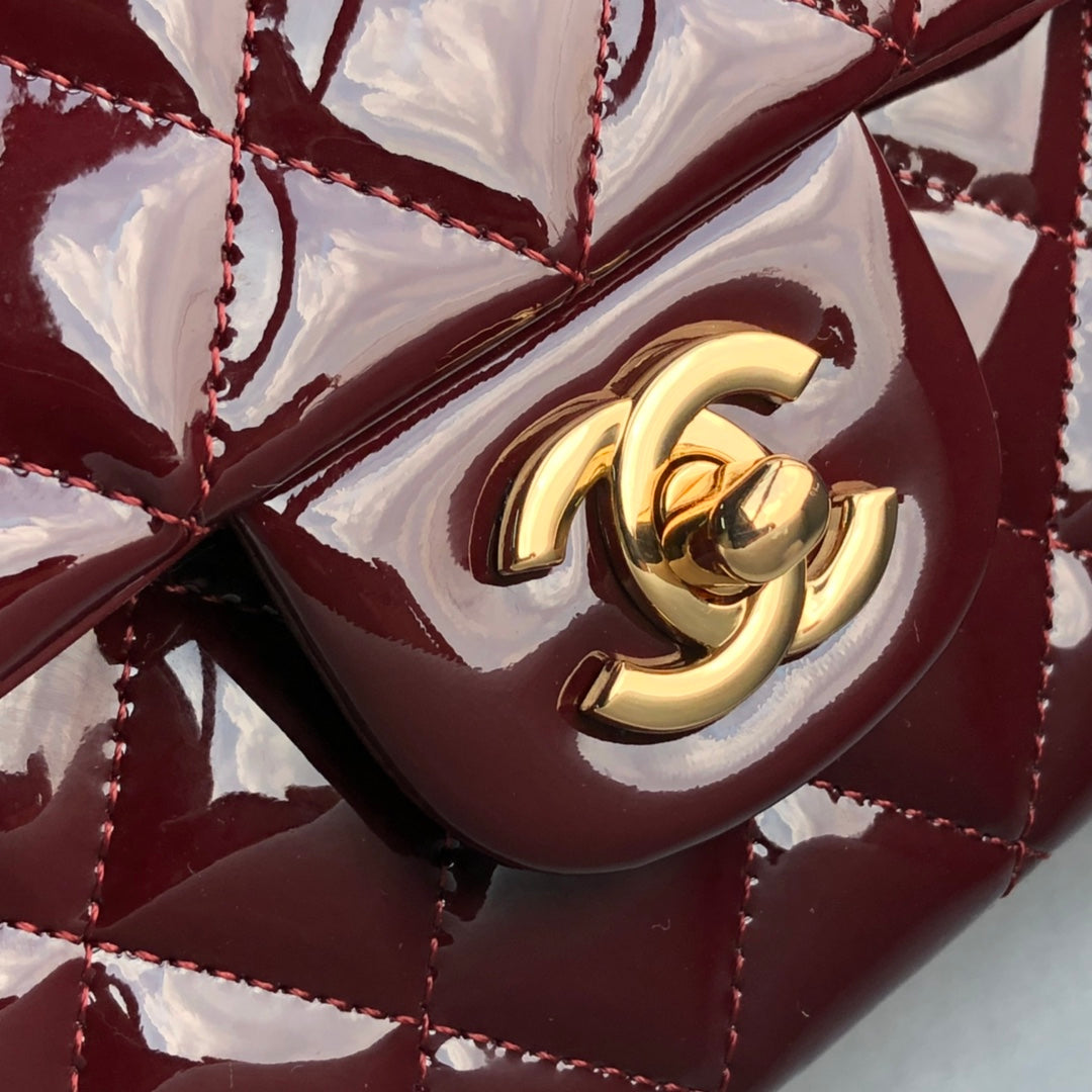 💖A1112 date red patent leather gold spot