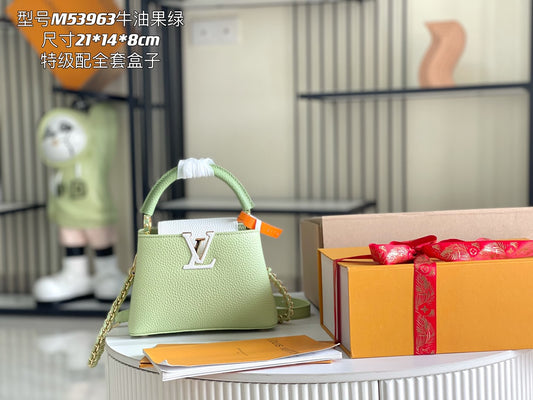 Premium with a full set of packaging [premium boutique original leather 💋 M53963 avocado green gold buckle]