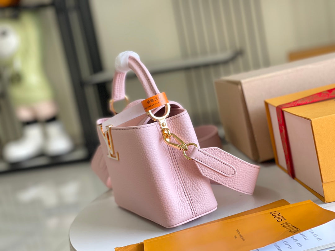 [Premium boutique original leather 💋M58718 Paris pink shell buckle]