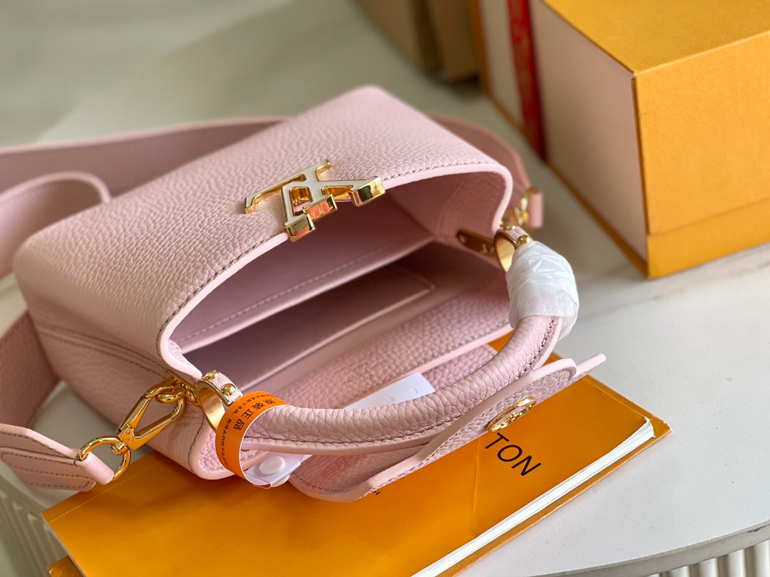 [Premium boutique original leather 💋M58718 Paris pink shell buckle]