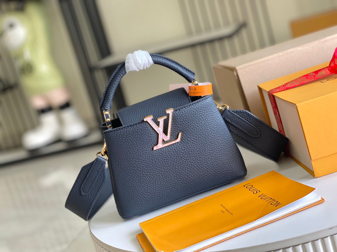【Premium boutique original leather M21150💋M58718 dark blue shell buckle】
