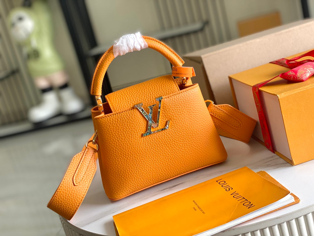 【Premium boutique original leather M21168💋M58718 ginger yellow shell buckle】