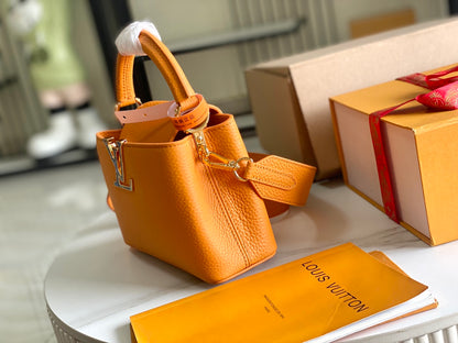 【Premium boutique original leather M21168💋M58718 ginger yellow shell buckle】