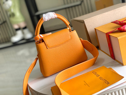 【Premium boutique original leather M21168💋M58718 ginger yellow shell buckle】